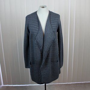 Talbots 100% Merino Wool Fringe Cardigan Sweater with Pockets size XS